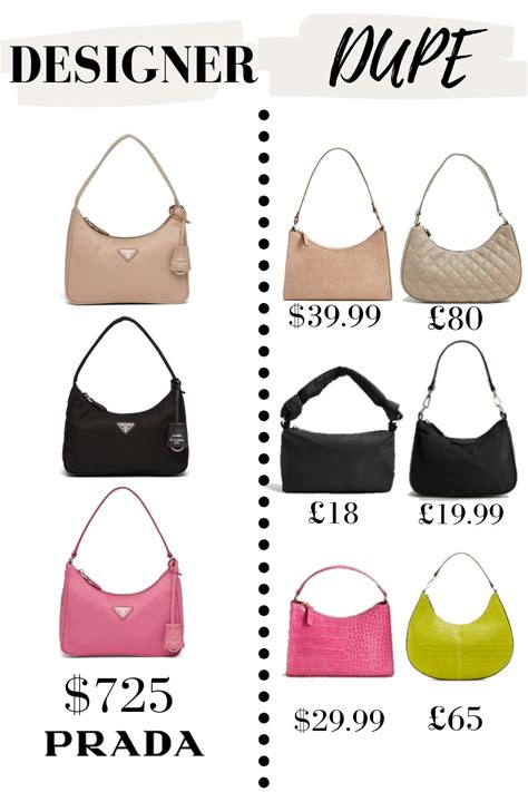 fake prada moon shoulder baguette bag|prada nylon handbag dupe.